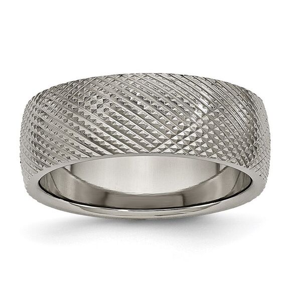 Kazi Luxury Chisel Titanium Polished and Textured 8mm Band - Picture 1 of 9